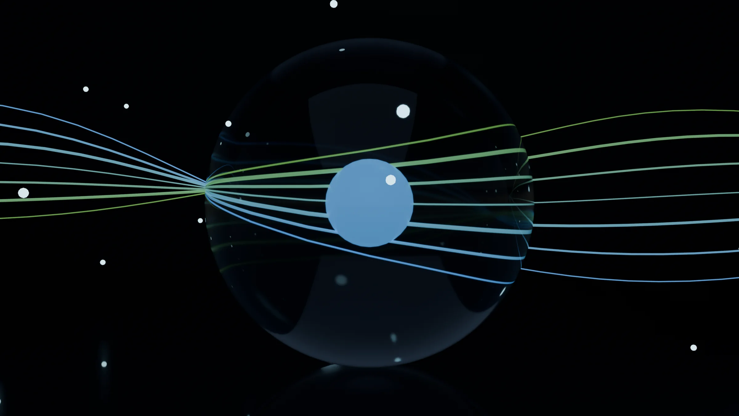 Flux d'énergie lumineux traversant une sphère de verre